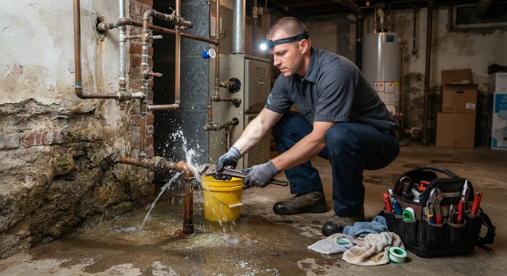 Professional leak detection specialist investigating a water issue in Camden, NJ